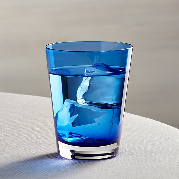 Cobalt Double OldFashioned Glass. Crate and Barrel
