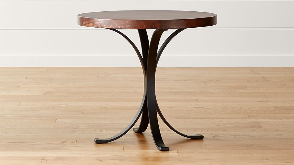 Cobre 32" Round Iron Bistro Table with Copper Top | Crate and Barrel