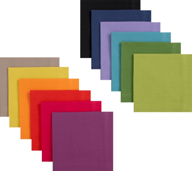 Set of Twelve Multicolored Cocktail Napkins