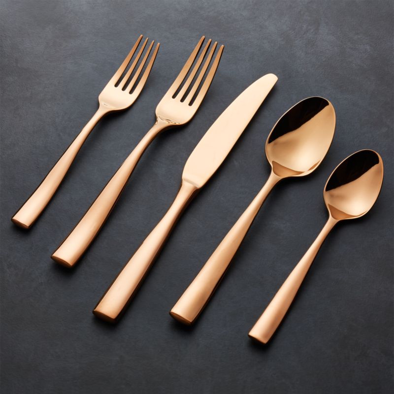 Couture Rose Gold 20-Piece Flatware Set | Crate and Barrel