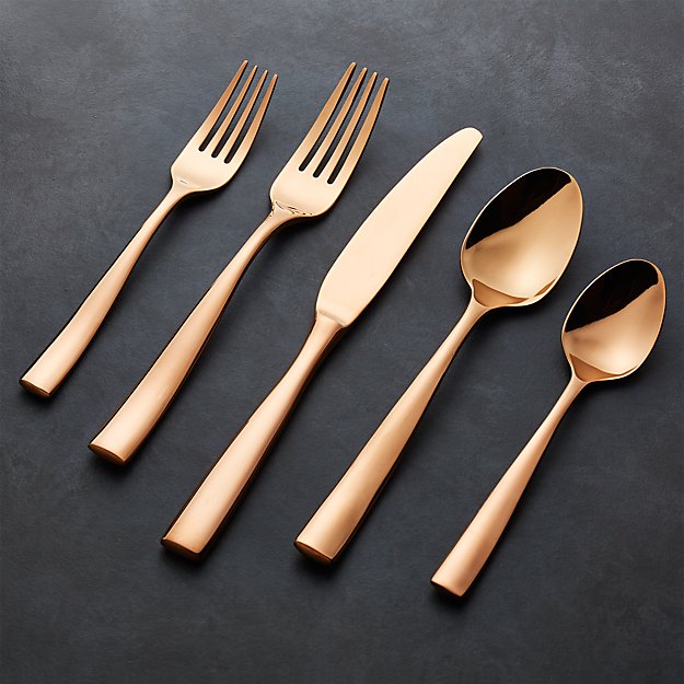 Couture Rose Gold 5Piece Flatware Place Setting Crate and Barrel