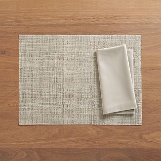 Chilewich ® Crepe Neutral Vinyl Placemat and Fete Dove Cotton Napkin