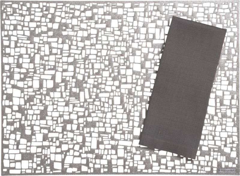 Chilewich® Cubic Gunmetal Placemat and Lustre Silver Napkin