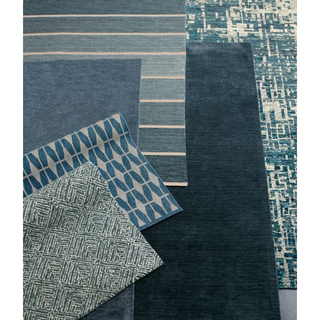 Curtis Indigo Blue Geometric 12" sq. Rug Swatch in Area Rugs + Reviews