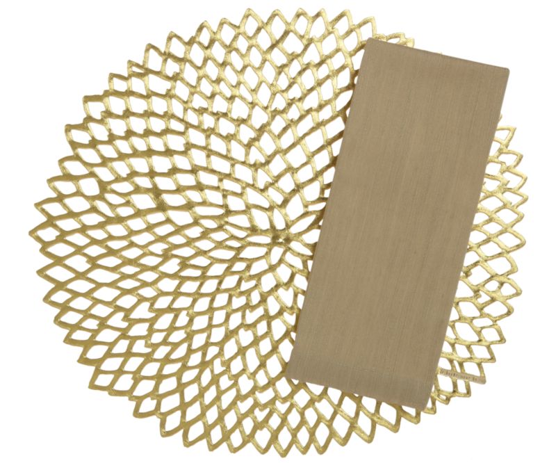 Chilewich® Dahlia Gold Placemat and Lustre Gold Napkin