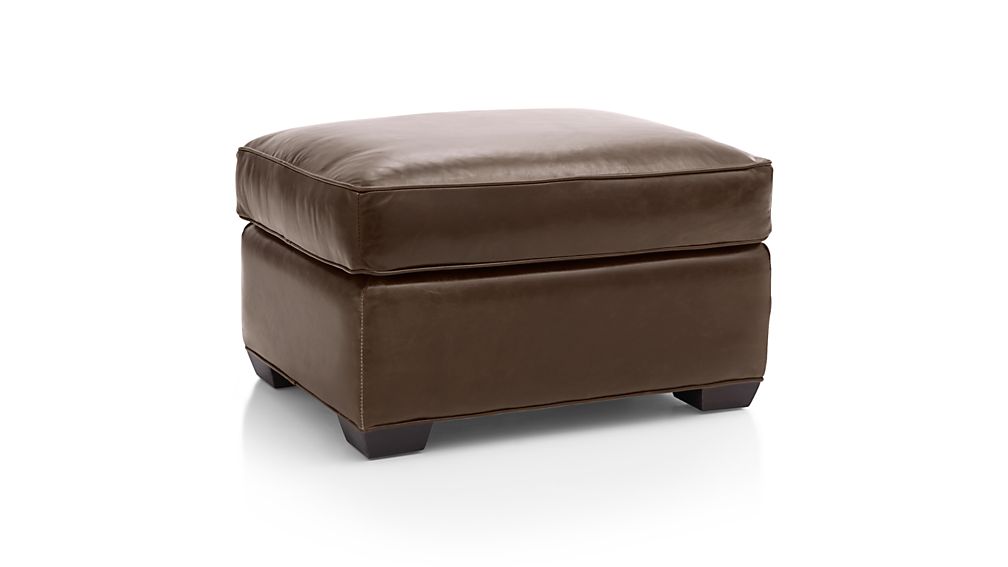 Davis Leather Ottoman Libby Cashew Crate and Barrel