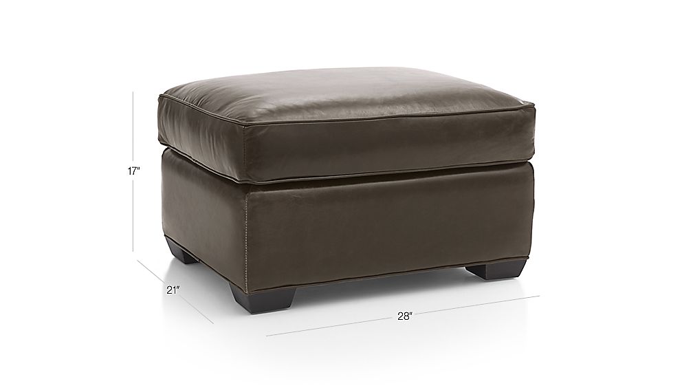 Davis Leather Ottoman Libby Cashew Crate and Barrel