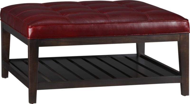 Devin Square Leather Ottoman