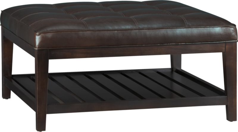Devin Square Leather Ottoman