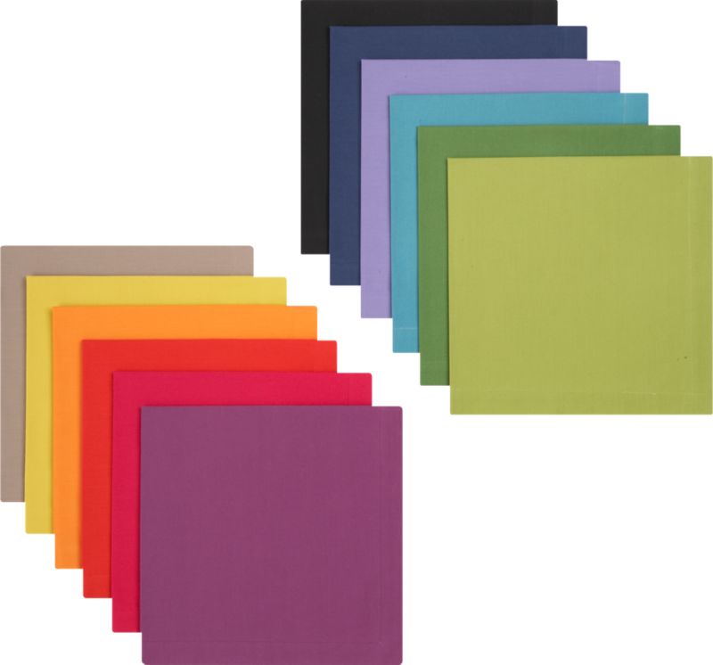 Set of 12 Multicolored Dinner Napkins
