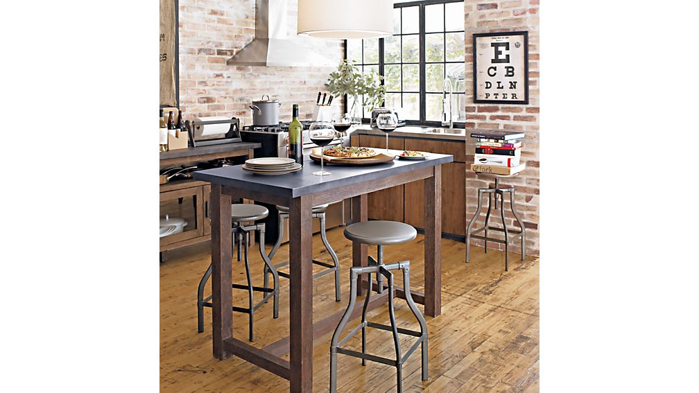 Turner Gunmetal Adjustable Backless Bar Stool Crate and Barrel