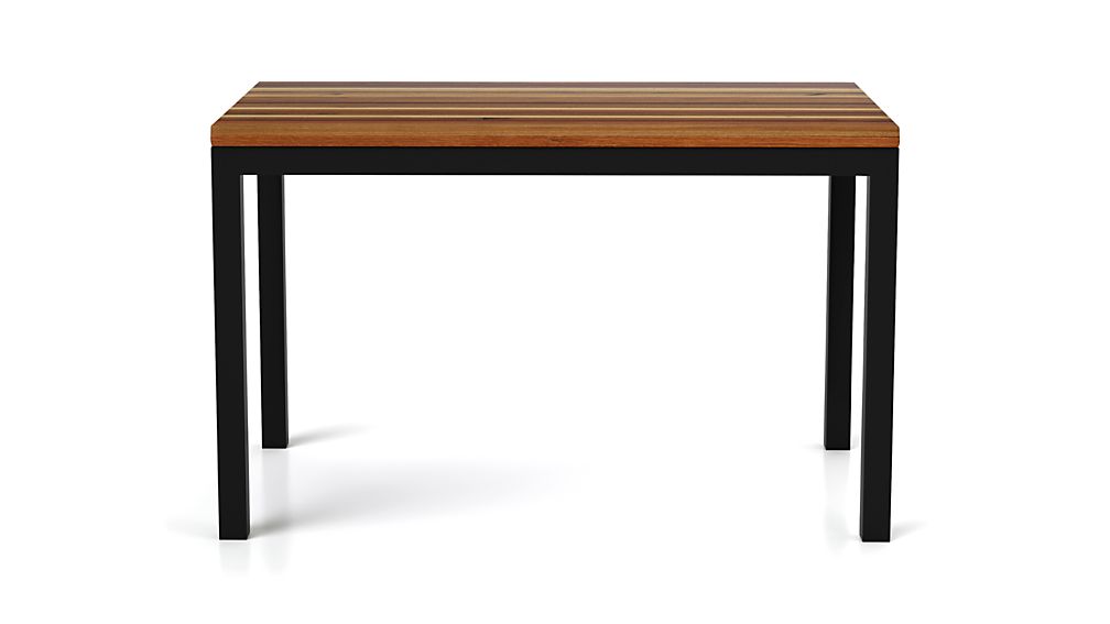 Reclaimed Wood Top/ Natural Dark Steel Base 48x28 Parsons High Dining Table Crate and Barrel