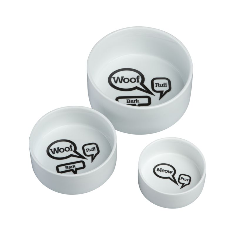 White Dog and Cat Bowls