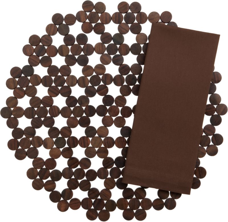 Dotty Wooden Placemat and Cotton Cappuccino Napkin