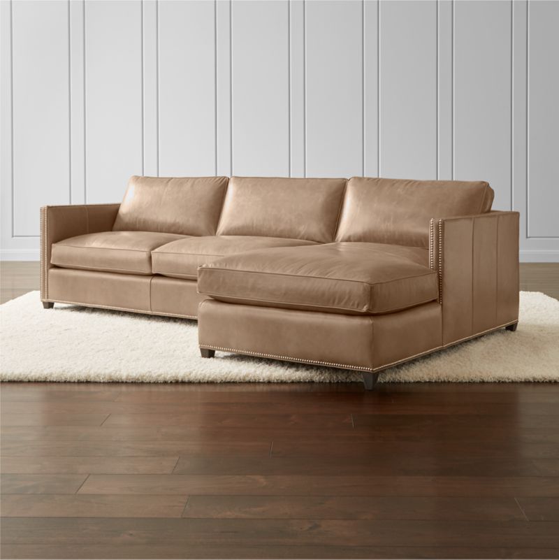 Dryden Leather 2Piece Sectional with Nailheads Libby Mushroom Crate and Barrel
