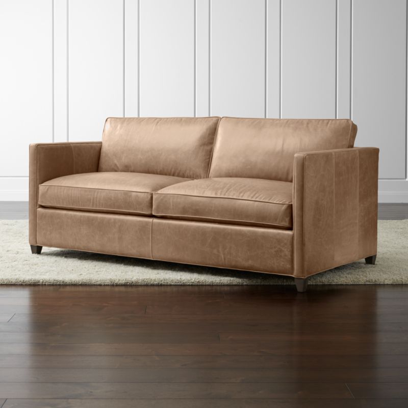 Dryden Leather Apartment Sofa Libby Mushroom Crate and Barrel