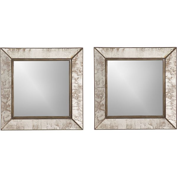 Set of 2 Dubois Small Square Wall Mirrors in Mirrors Crate and Barrel