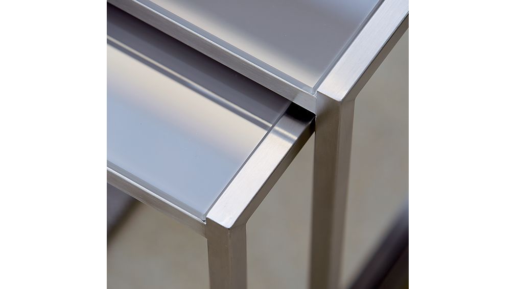 Dune Nesting Tables with Painted Glass Set of Two Crate and Barrel