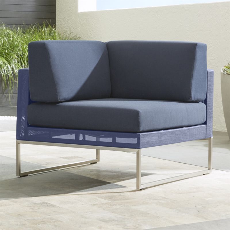 Dune Corner Chair with Sunbrella ® Cushions Sunbrella Navy Crate and