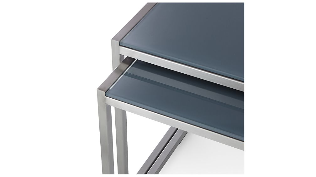 Dune Nesting Tables with Charcoal Painted Glass Set of Two Crate and