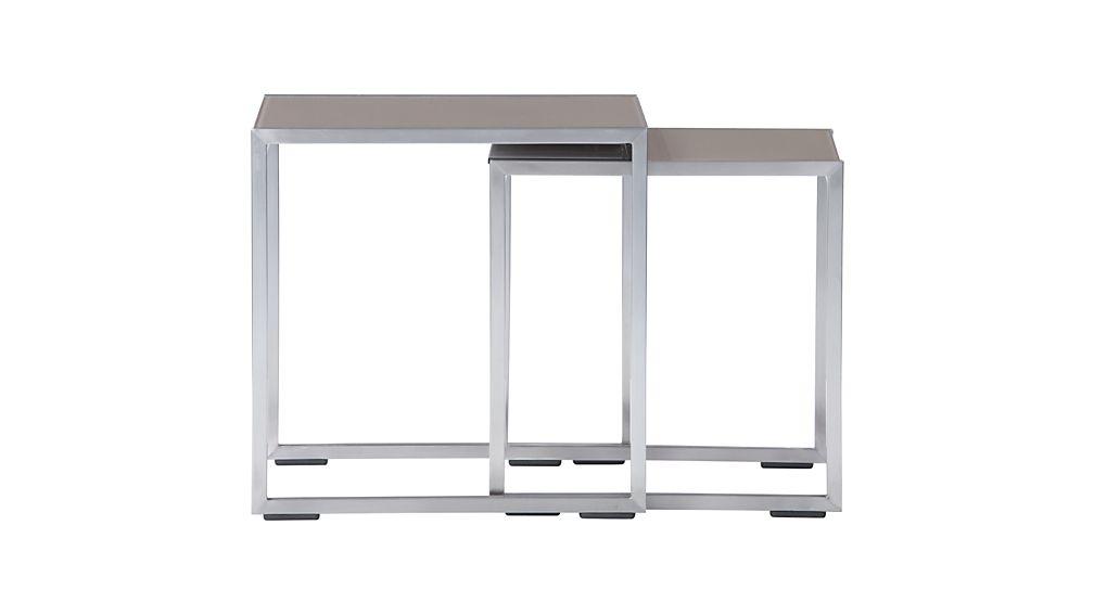 Dune Nesting Tables with Painted Glass Set of Two Crate and Barrel