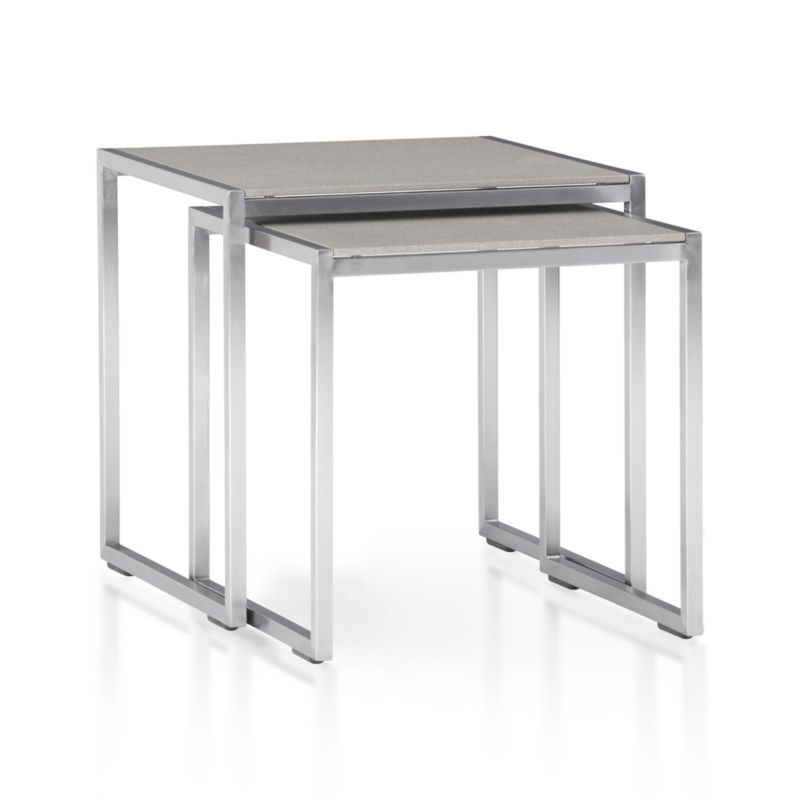 Set of 2 Dune Nesting Tables with Pebbled Glass