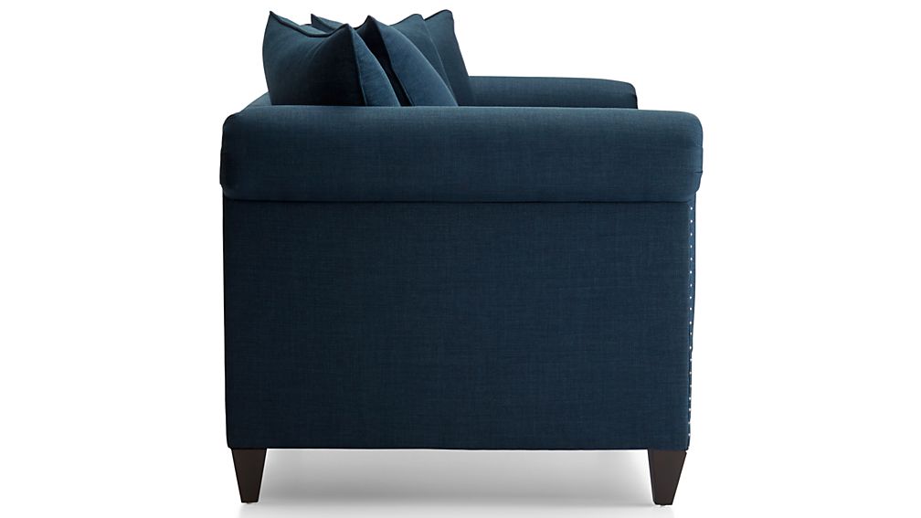 Durham Navy Blue Sofa with Nailheads Crate and Barrel