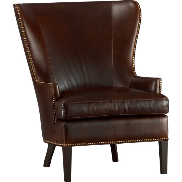 Dylan Leather Wingback Chair | Crate and Barrel