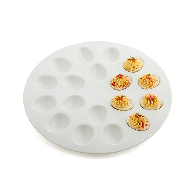 White Ceramic Deviled Egg Serving Platter Crate and Barrel