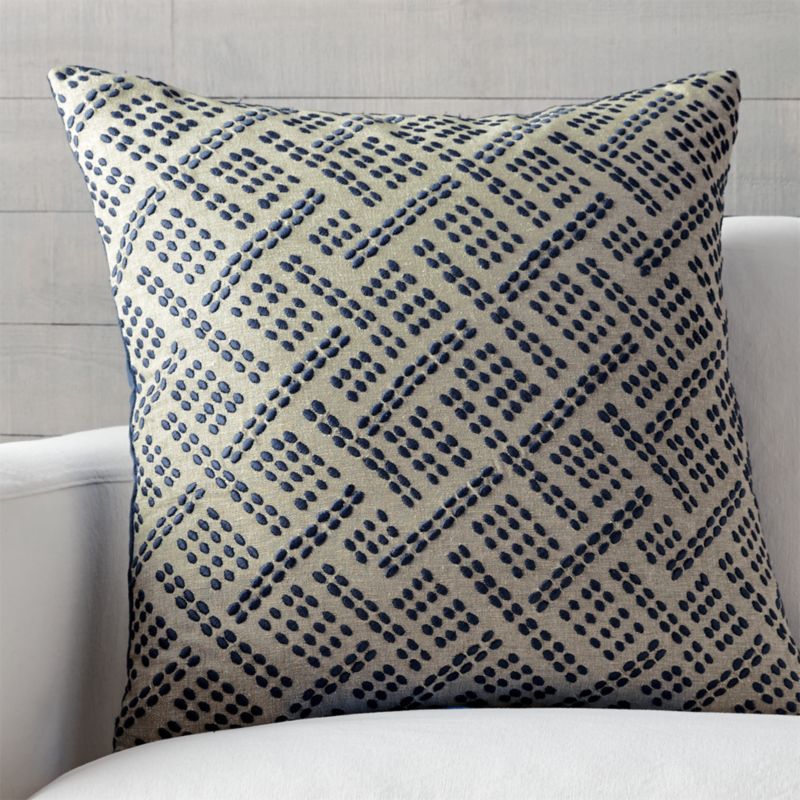 Ernest Indigo 23" Pillow with DownAlternative Insert Crate and Barrel