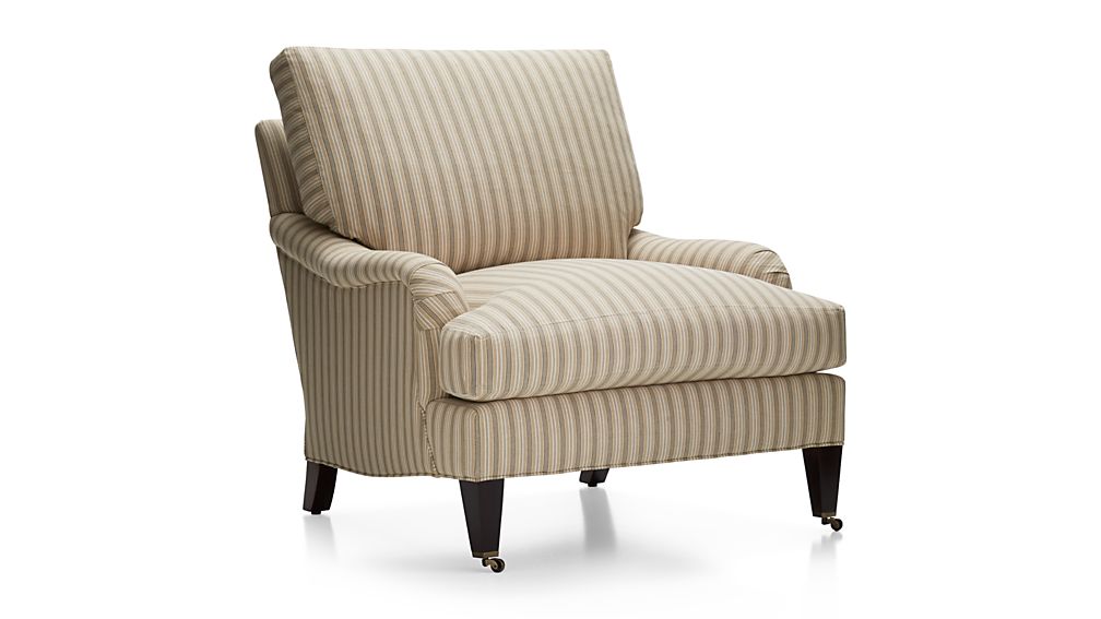 Essex Chair with Casters Napa Stripe Sand Crate and Barrel