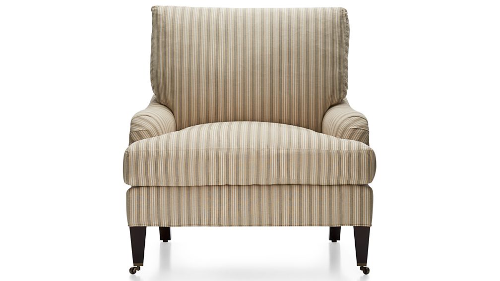 Essex Chair with Casters Napa Stripe Sand Crate and Barrel
