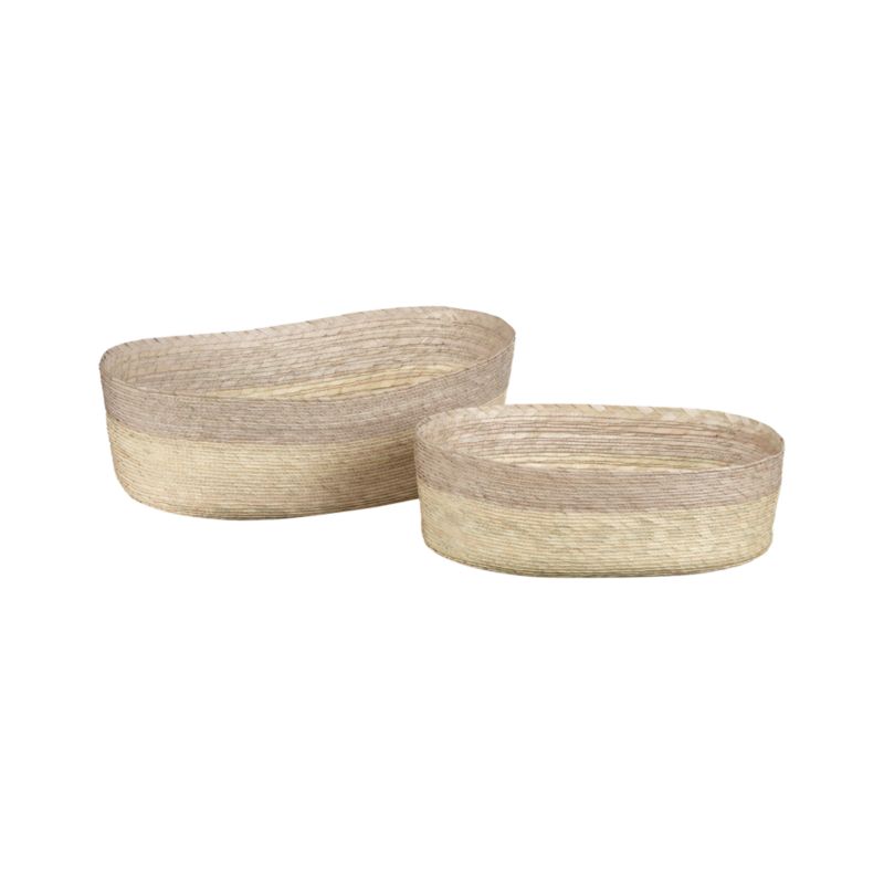 Evelise Grey Oval Baskets Set of Two
