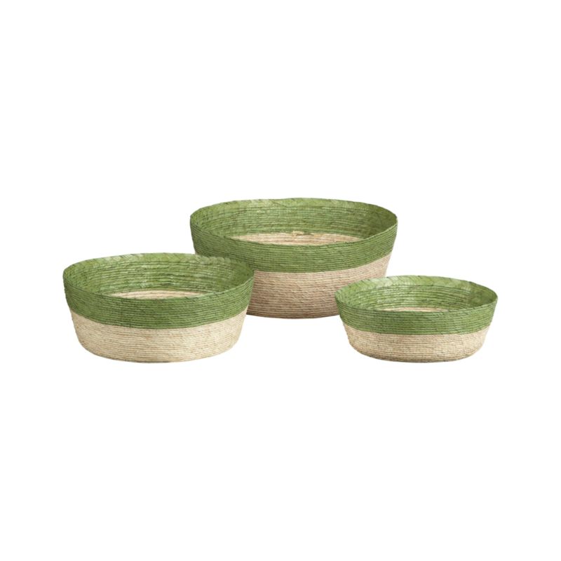 Evelise Green Round Baskets Set of Three