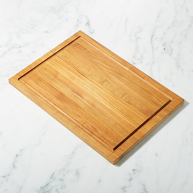 FSC Teak Large Rectangular Cutting Board with Well Crate and Barrel