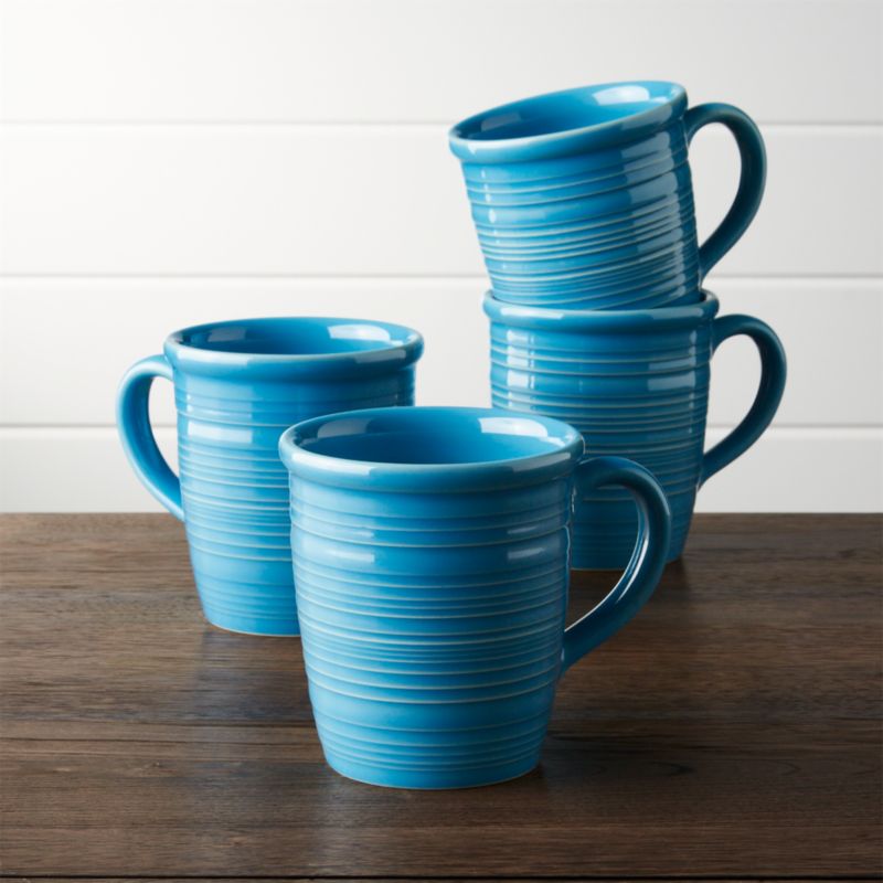 Set of 4 Farmhouse Aqua Mugs Crate and Barrel