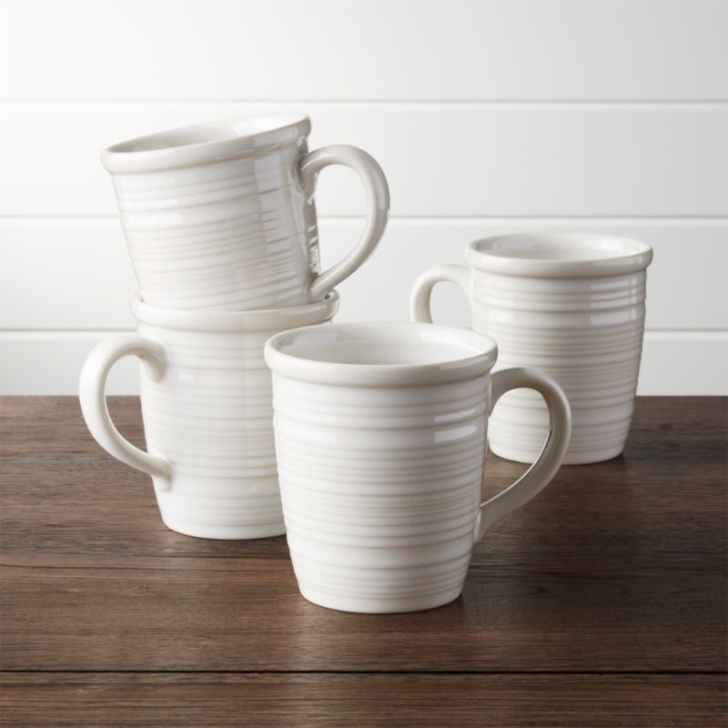 Set of 4 Farmhouse White Mugs Crate and Barrel