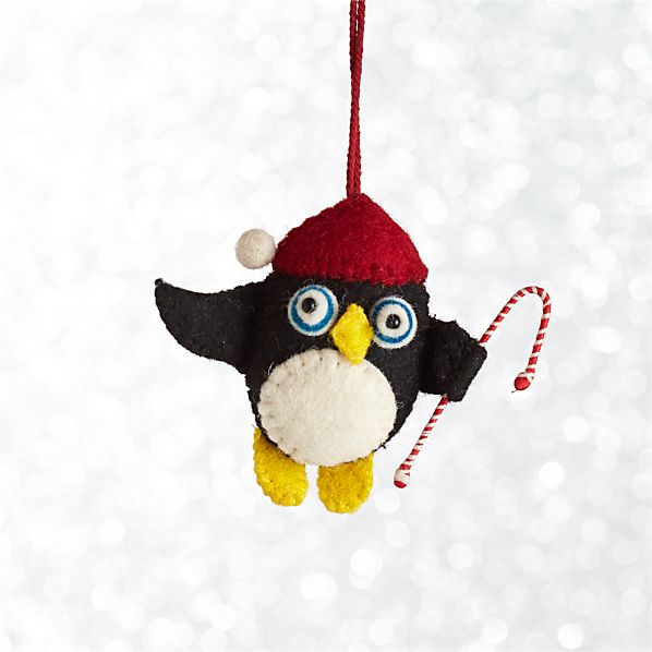 Felt Penguin with Candy Cane Ornament