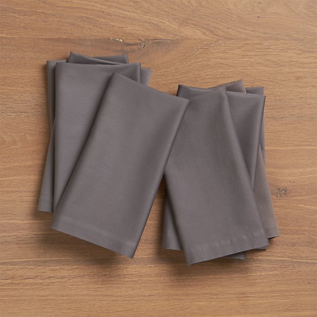 Set of 8 Fete Pewter Grey Cloth Napkins Crate and Barrel