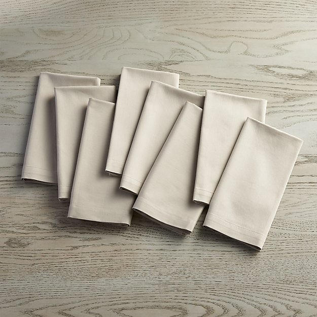 Set of 8 Fete Dove Grey Cloth Napkins Crate and Barrel
