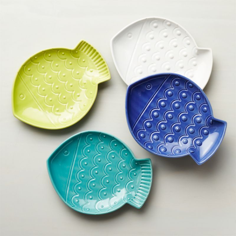 Set of 4 Fish Plates Crate and Barrel