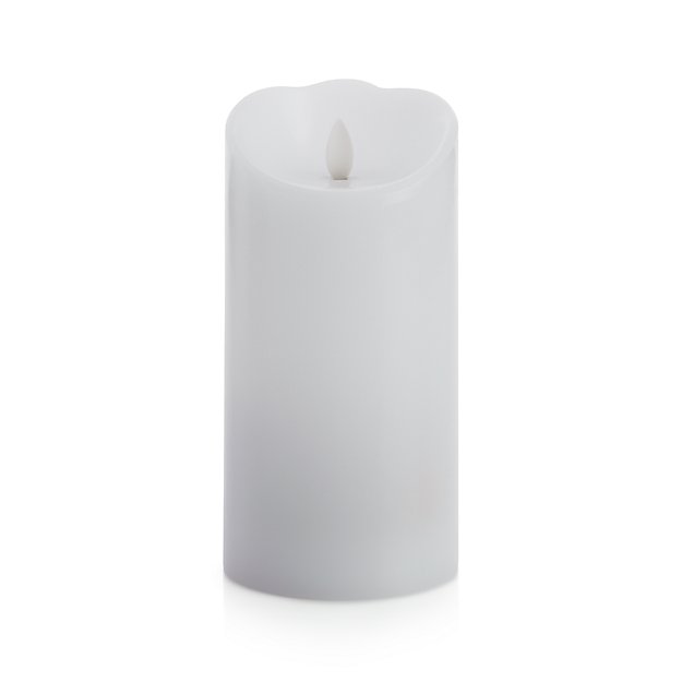 Flicker Flameless White 4"x7" Pillar Candle Crate and Barrel