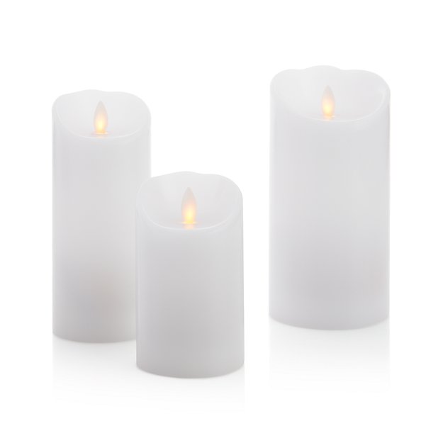 Flicker Flameless White 3"x5" Pillar Candle Crate and Barrel