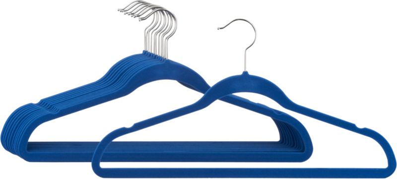 Set of 12 Flocked Blue Hangers
