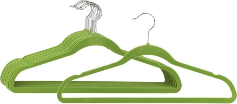 Set of 12 Flocked Green Hangers