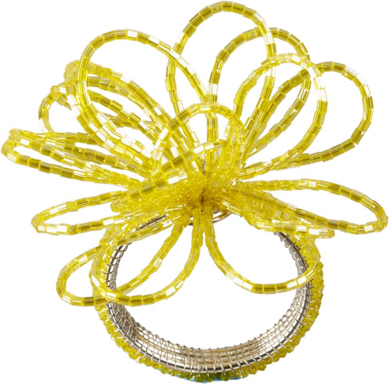 Flower Bead Napkin Ring Yellow