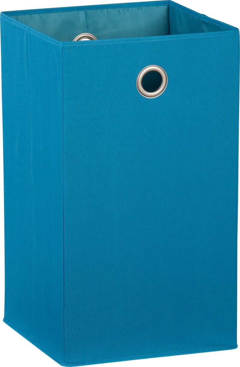 Teal Folding Hamper with Grommet. 14"sq.x24"H