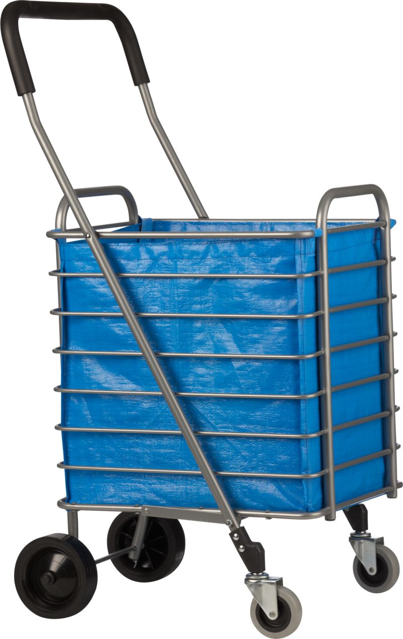Folding Shopping Cart with Blue Cart Liner