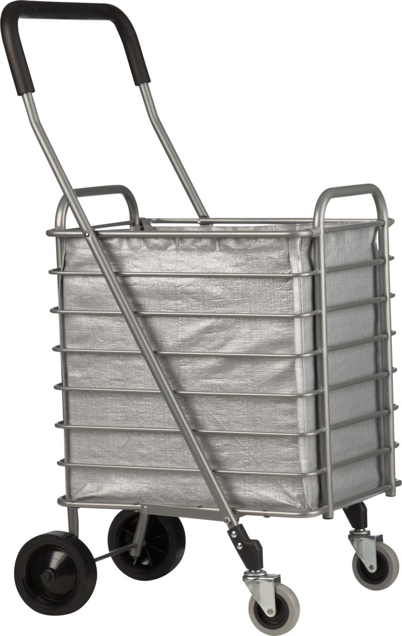 Folding Shopping Cart with Grey Cart Liner
