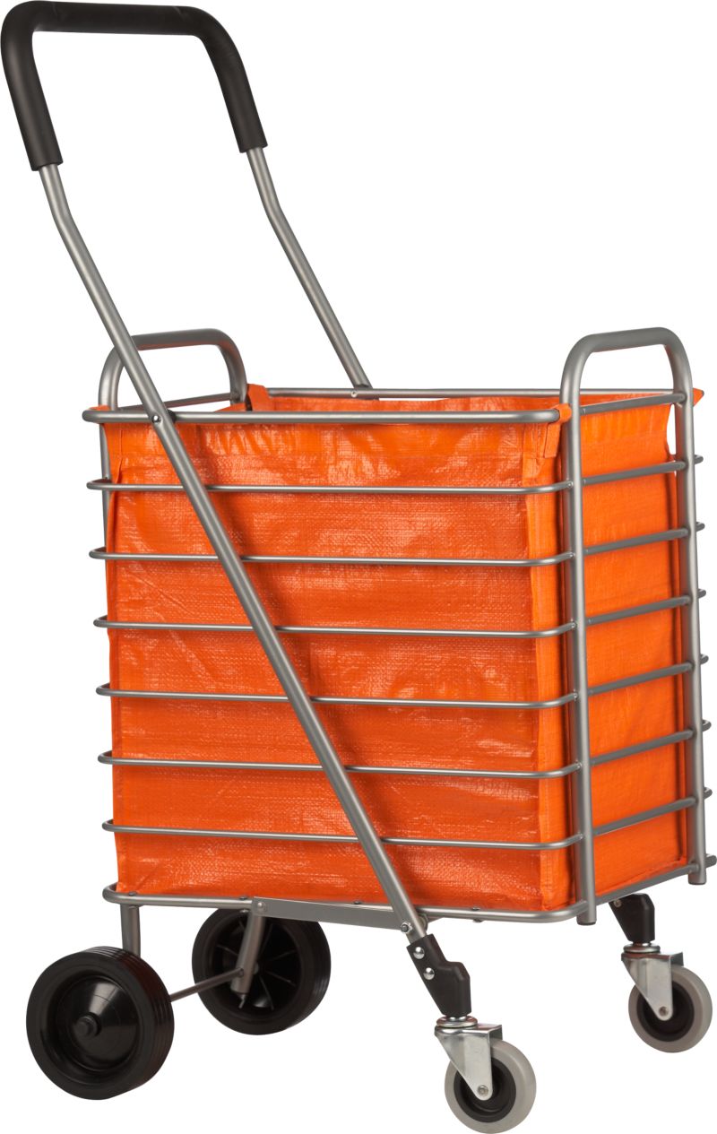 Folding Shopping Cart with Orange Cart Liner